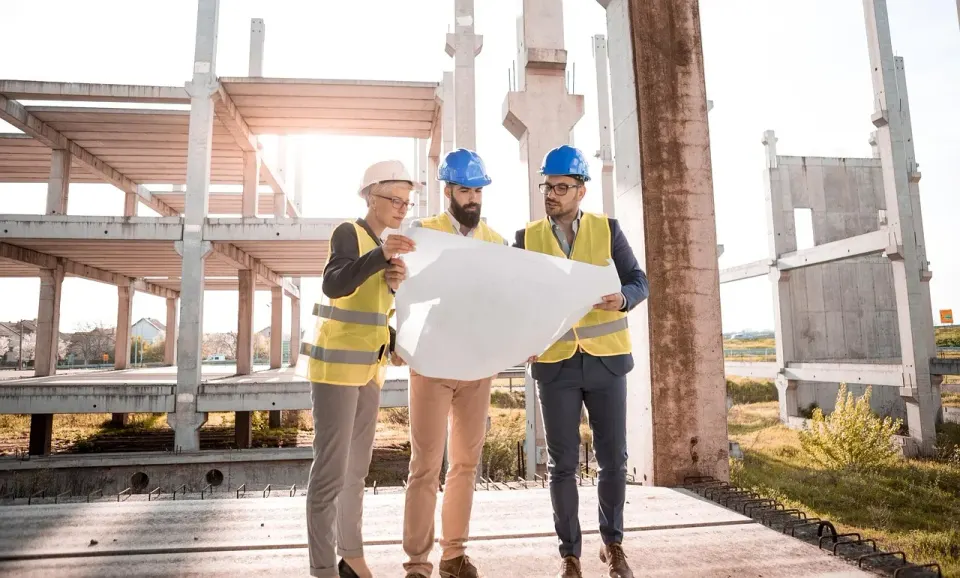 architect, plan, construction, protective helmet